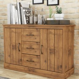 Camford 2 Door 3 Drawer Sideboard - Size: 73 x 113 x 40cm - Brown - Wilko - thumbnail 1