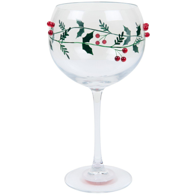 Gin Glass with Mistletoe Decoration Clear - Wilko
