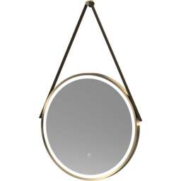 nuie Brushed Brass Round Illuminated Mirror 600mm - Size: 600 x 600 x 40mm - Wilko