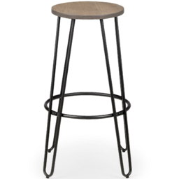 Julian Bowen Dalston Oak Round Bar Stool Set of 2 - Mocha Elm/Black - Wilko - thumbnail 4