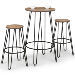 Julian Bowen Dalston Oak Round Bar Stool Set of 2 - Mocha Elm/Black - Wilko - thumbnail 7