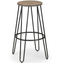 Julian Bowen Dalston Oak Round Bar Stool Set of 2 - Mocha Elm/Black - Wilko - thumbnail 3