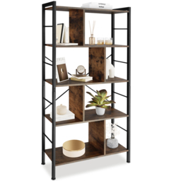tectake Charleston 4 Shelf Industrial Dark Wood Shelving Unit - Size: 155 x 30 x 75.5cm - Brown - Wilko - thumbnail 3