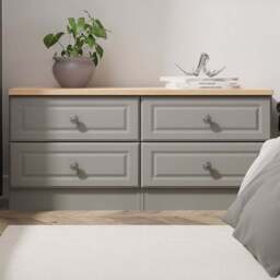 Crowndale Norfolk 4 Drawer Dusk Grey and Bardolino Oak Bed Box Ready Assembled - Dusk Grey & Bardolino Oak - Wilko - thumbnail 1