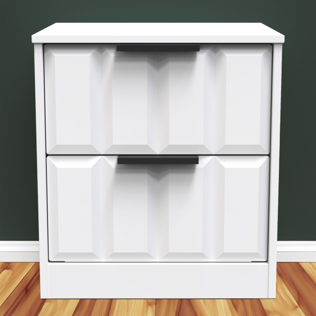 Crowndale New York 2 Drawer Matt White Bedside Table Ready Assembled - Wilko - image 1