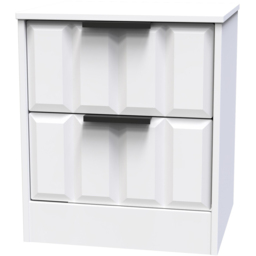 Crowndale New York 2 Drawer Matt White Bedside Table Ready Assembled - Wilko - thumbnail 3