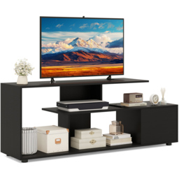 Costway Black 3 Tier Asymmetrical Media Console Table - Size: 152 x 38 x 58cm - Wilko - thumbnail 3