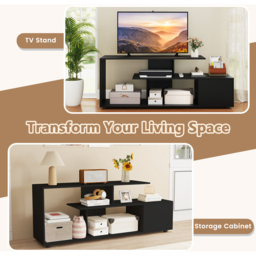 Costway Black 3 Tier Asymmetrical Media Console Table - Size: 152 x 38 x 58cm - Wilko - thumbnail 7
