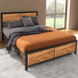 Portland Double Rustic Brown Steel Bed Frame - Wilko