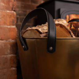 Charles Bentley Snug Mulberry Small Antique Gold Leather Handled Log Bucket - Size: 31 x 35 x 35cm - Brass - Wilko - thumbnail 7