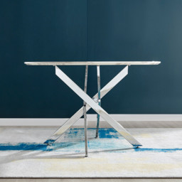 Furniturebox Arona 6 Seater Round Dining Table White Marble and Silver - Size: 4 Seater - Wilko - thumbnail 7