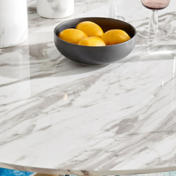 Furniturebox Arona 6 Seater Round Dining Table White Marble and Silver - Size: 4 Seater - Wilko - thumbnail 4