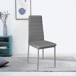 Living and Home Set of 4 Grey Faux Leather Dining Chair - Wilko - thumbnail 7