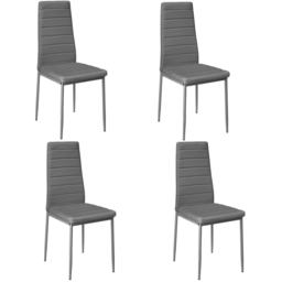 Living and Home Set of 4 Grey Faux Leather Dining Chair - Wilko - thumbnail 3