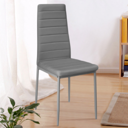 Living and Home Set of 4 Grey Faux Leather Dining Chair - Wilko