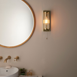 Merano Como Satin Brass Plate Clear Ribbed Glass Wall Lamp - Size: 13.4 x 10 x 31.5cm - Brown - Wilko - thumbnail 6