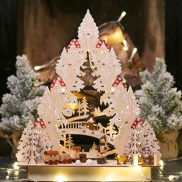 St Helens Festive Light Up Wooden Christmas Scene Decoration - Size: 9 x 28 x 33cm - Wilko - thumbnail 3