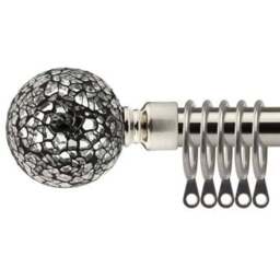 New Edge Blinds 120-210cm Extendable Brushed Silver Mirrored Metal Curtain Pole - Size: 120 - 210cm - Wilko - thumbnail 1