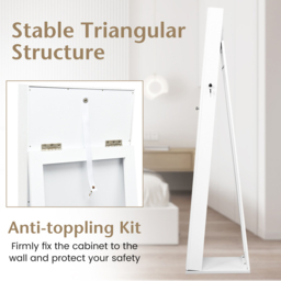 Costway 3 in 1 White Swivel Mirrored Jewellery Armoire with Display Shelves - Size: 167 x 44 x 22cm - Wilko - thumbnail 7
