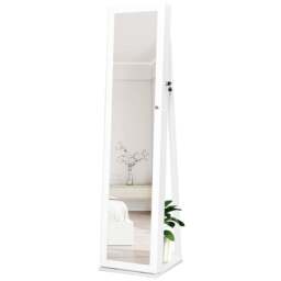 Costway 3 in 1 White Swivel Mirrored Jewellery Armoire with Display Shelves - Size: 167 x 44 x 22cm - Wilko