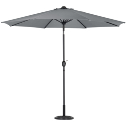 Living and Home Grey Round Crank Tilt Parasol with Floral Round Base 3m - Size: 240 x 300 x 300cm - Wilko
