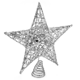 Living and Home Decorative Star Sequins Christmas Tree Topper with LED Light 25cm - Size: 25 x 25 x 10cm - Silver - Wilko - thumbnail 4