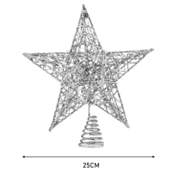 Living and Home Decorative Star Sequins Christmas Tree Topper with LED Light 25cm - Size: 25 x 25 x 10cm - Silver - Wilko - thumbnail 7