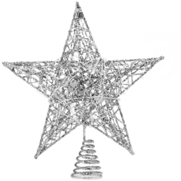 Living and Home Decorative Star Sequins Christmas Tree Topper with LED Light 25cm - Size: 25 x 25 x 10cm - Silver - Wilko - thumbnail 3