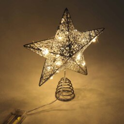 Living and Home Decorative Star Sequins Christmas Tree Topper with LED Light 25cm - Size: 25 x 25 x 10cm - Silver - Wilko - thumbnail 5