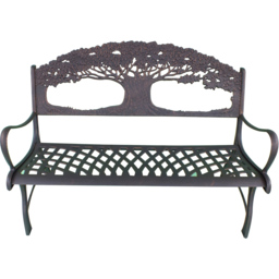 Gardeco 2 Seater Tree Motif Black and Bronze Patina Cast Iron Bench - Wilko - thumbnail 3