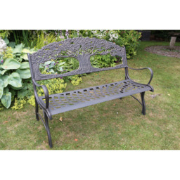 Gardeco 2 Seater Tree Motif Black and Bronze Patina Cast Iron Bench - Wilko - thumbnail 4