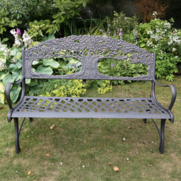 Gardeco 2 Seater Tree Motif Black and Bronze Patina Cast Iron Bench - Wilko