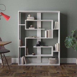 Decorotika Esteban 10 Shelf White Geometric Bookcase - Size: 156 x 120 x 22cm - Wilko - thumbnail 4