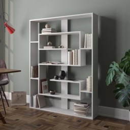 Decorotika Esteban 10 Shelf White Geometric Bookcase - Size: 156 x 120 x 22cm - Wilko - thumbnail 5