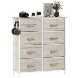 HOMCOM 8 Drawer 4 Side Pockets 2 Hooks Natural Wood Fabric Chest of Drawers - Brown - Wilko - thumbnail 3