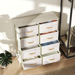 HOMCOM 8 Drawer 4 Side Pockets 2 Hooks Natural Wood Fabric Chest of Drawers - Brown - Wilko - thumbnail 5