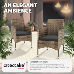 tectake Nantes Set of 2 Natural and Dark Grey Polyrattan Garden Chair - Size: 85 x 57 x 59cm - Brown - Wilko - thumbnail 5