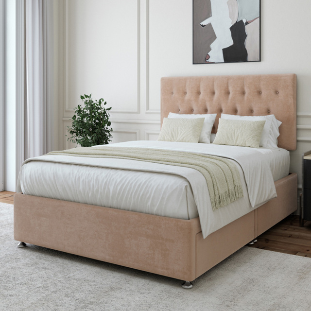 Bedmaster Single Mink Naples Linen 2 Drawer Divan Base with Lona Headboard - Brown - Wilko - image 1