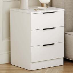 Vida Designs Terga 3 Drawer White Bedside Cabinet - Wilko