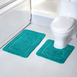 Mayfair Jade Micro Fibre Bath Mat Set - Blue - Wilko - thumbnail 3