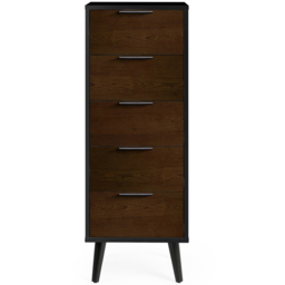 Julian Bowen Alba 5 Drawer Walnut Oak and Matt Black Narrow Chest of Drawers - Multi - Wilko - thumbnail 4
