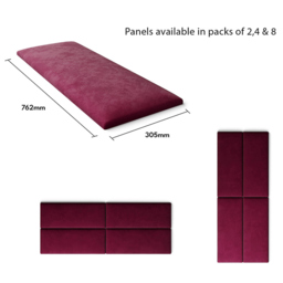 Aspire EasyMount Slate Plush Velvet Upholstered Wall Mounted Headboard Panels 2 Pack - Purple - Aspire Beds - Wilko - thumbnail 6