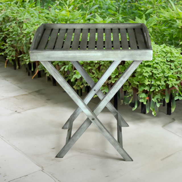 Charles Bentley Acacia Washed Wood Butler Tray - White - Wilko - image 1