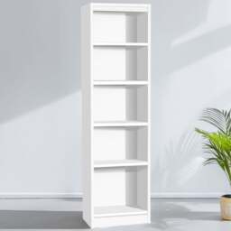 R White Cabinets 5 Shelf White Tall Bookcase - Size: 182.8 x 47.6 x 36.6cm - Wilko - thumbnail 1