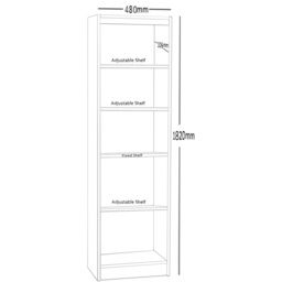R White Cabinets 5 Shelf White Tall Bookcase - Size: 182.8 x 47.6 x 36.6cm - Wilko - thumbnail 6