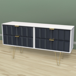 Crowndale Cube 4 Drawer Matt Indigo and White Chest of Drawers Ready Assembled - Blue - Wilko - thumbnail 1