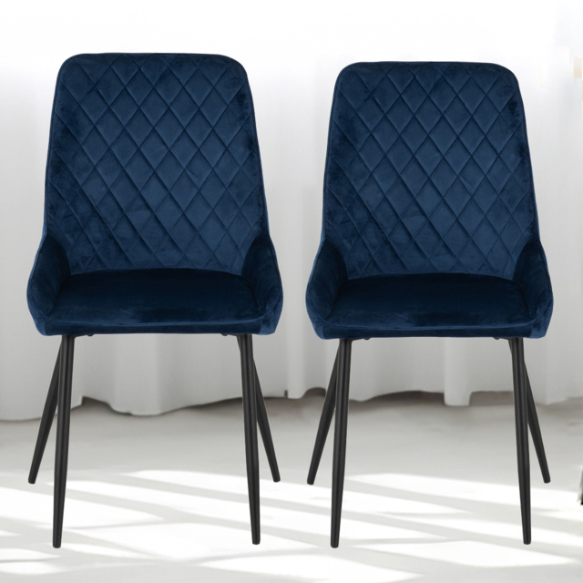 Seconique Avery Set of 2 Sapphire Blue Velvet Dining Chair - Wilko - image 1