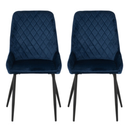 Seconique Avery Set of 2 Sapphire Blue Velvet Dining Chair - Wilko - thumbnail 3