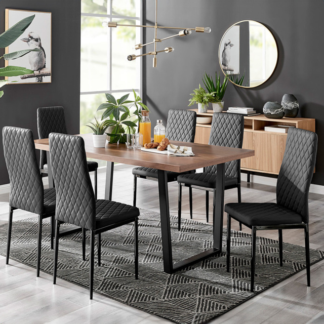 Furniturebox Solo Valera 6 Seater Dining Set Black - Wilko - image 1