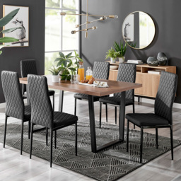 Furniturebox Solo Valera 6 Seater Dining Set Black - Wilko - thumbnail 1